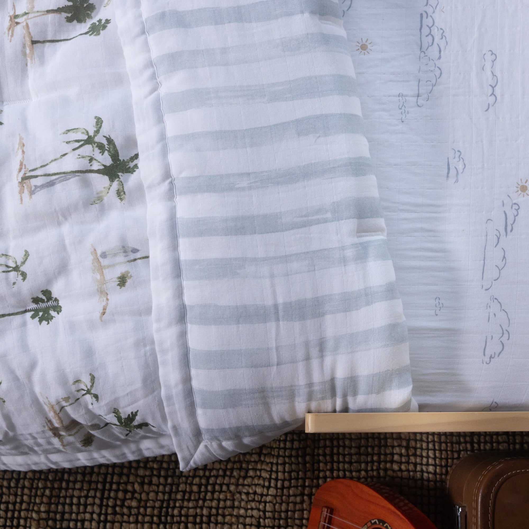 Cotton Muslin Toddler Bedding 3 Piece Set - Palm Paradise