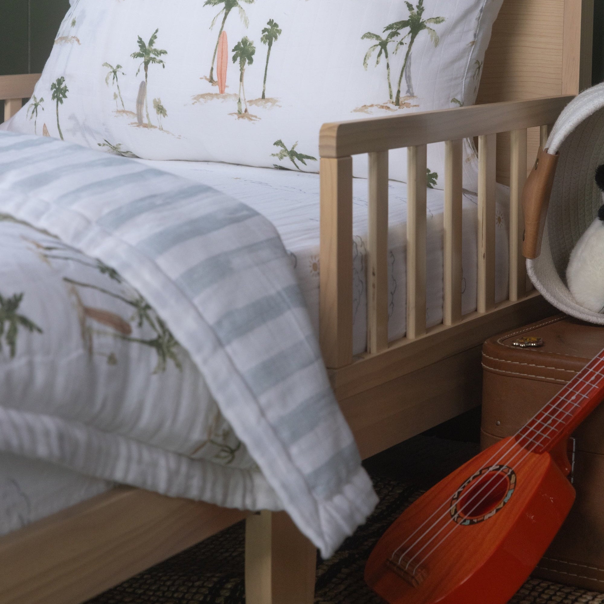 Cotton Muslin Toddler Comforter - Palm Paradise