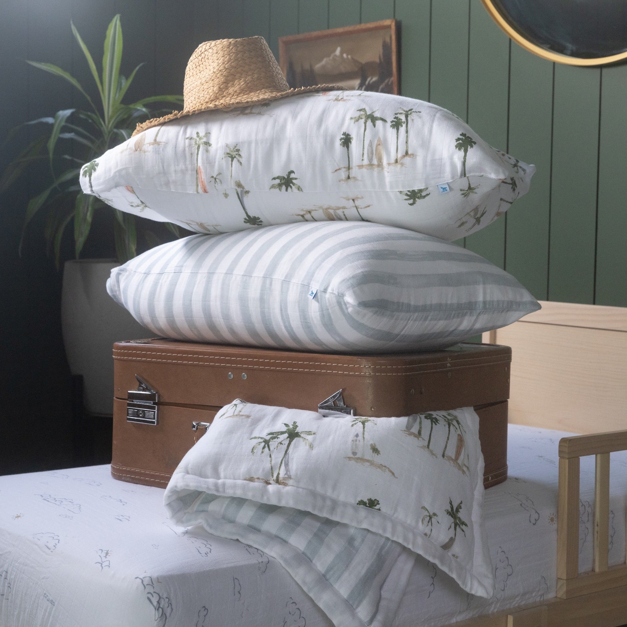 Cotton Muslin Toddler Bedding 3 Piece Set - Palm Paradise