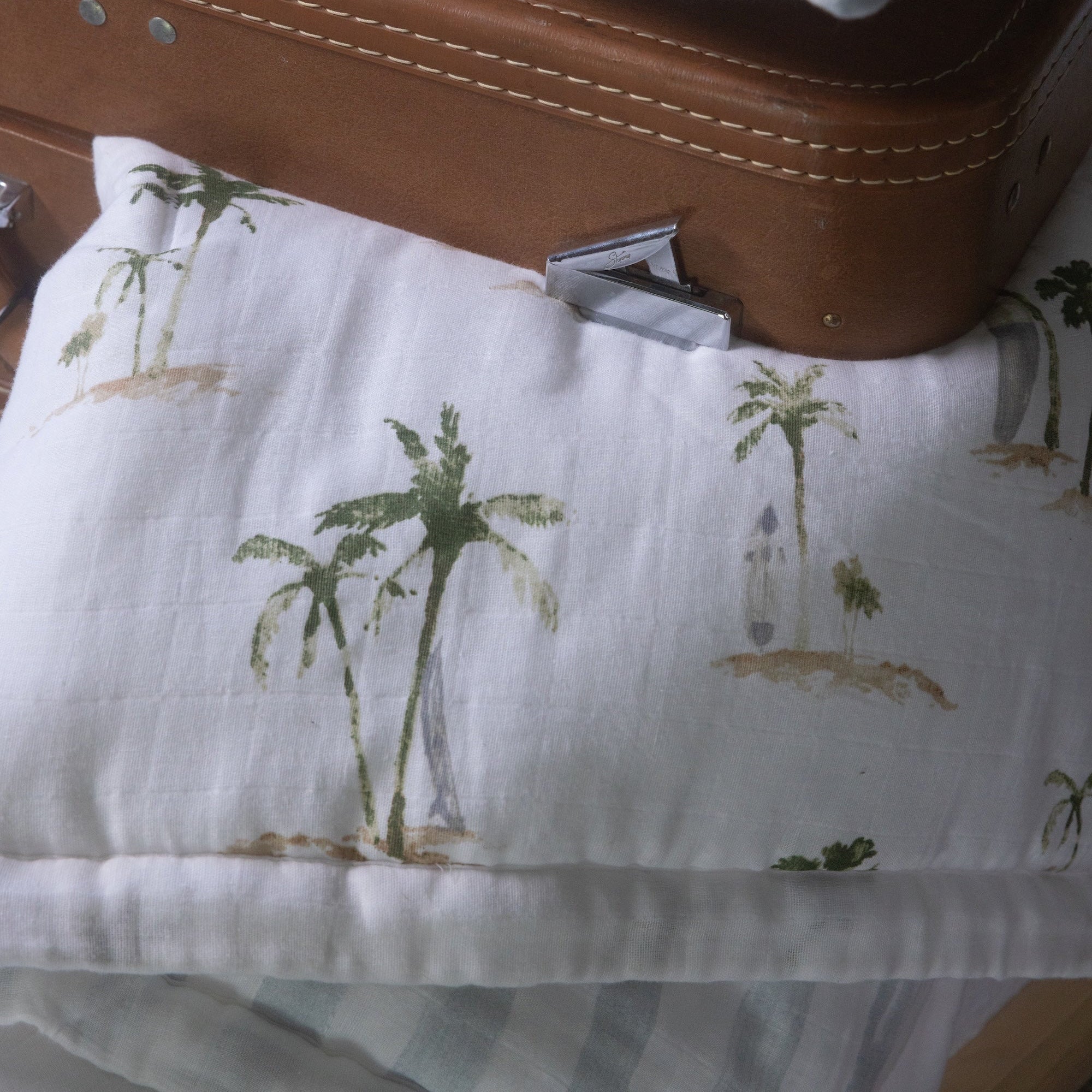Cotton Muslin Toddler Comforter - Palm Paradise