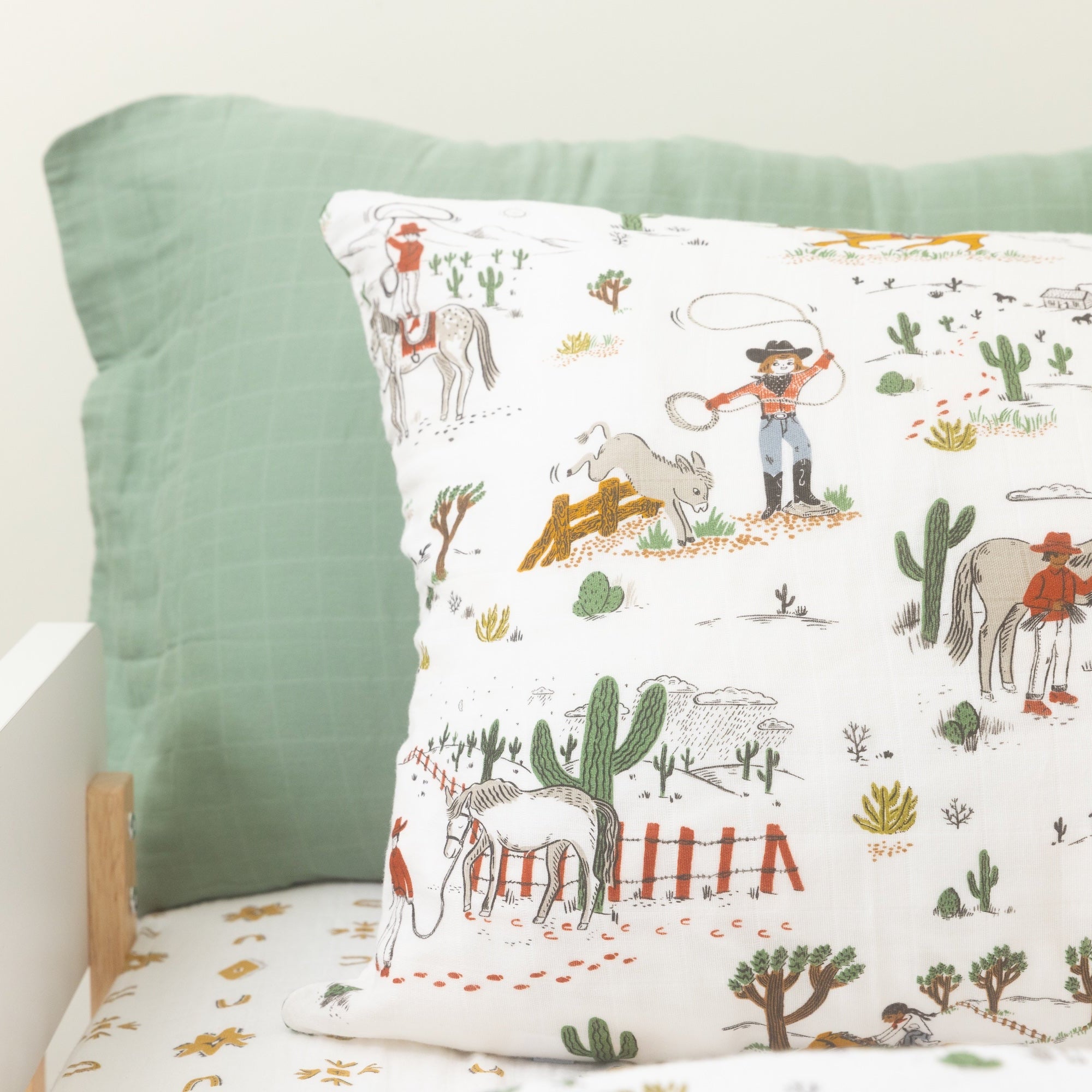 Cotton Muslin Pillowcase 2 Pack - Cowpoke