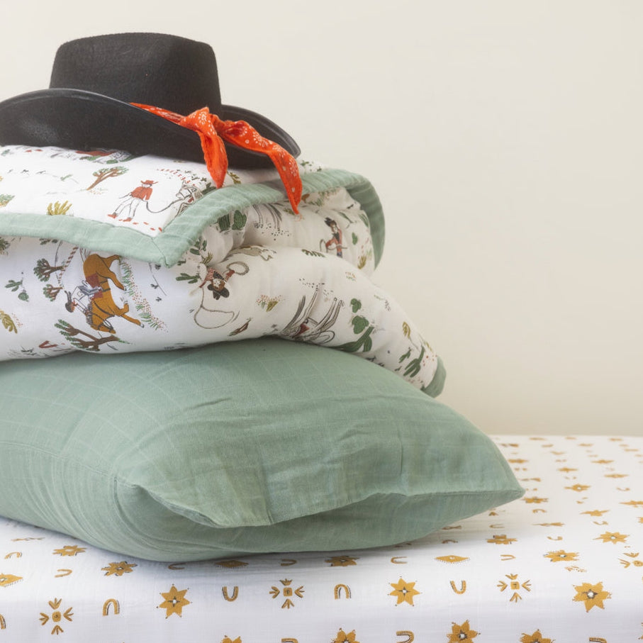 Cotton Muslin Toddler Bedding 3 Piece Set - Cowpoke