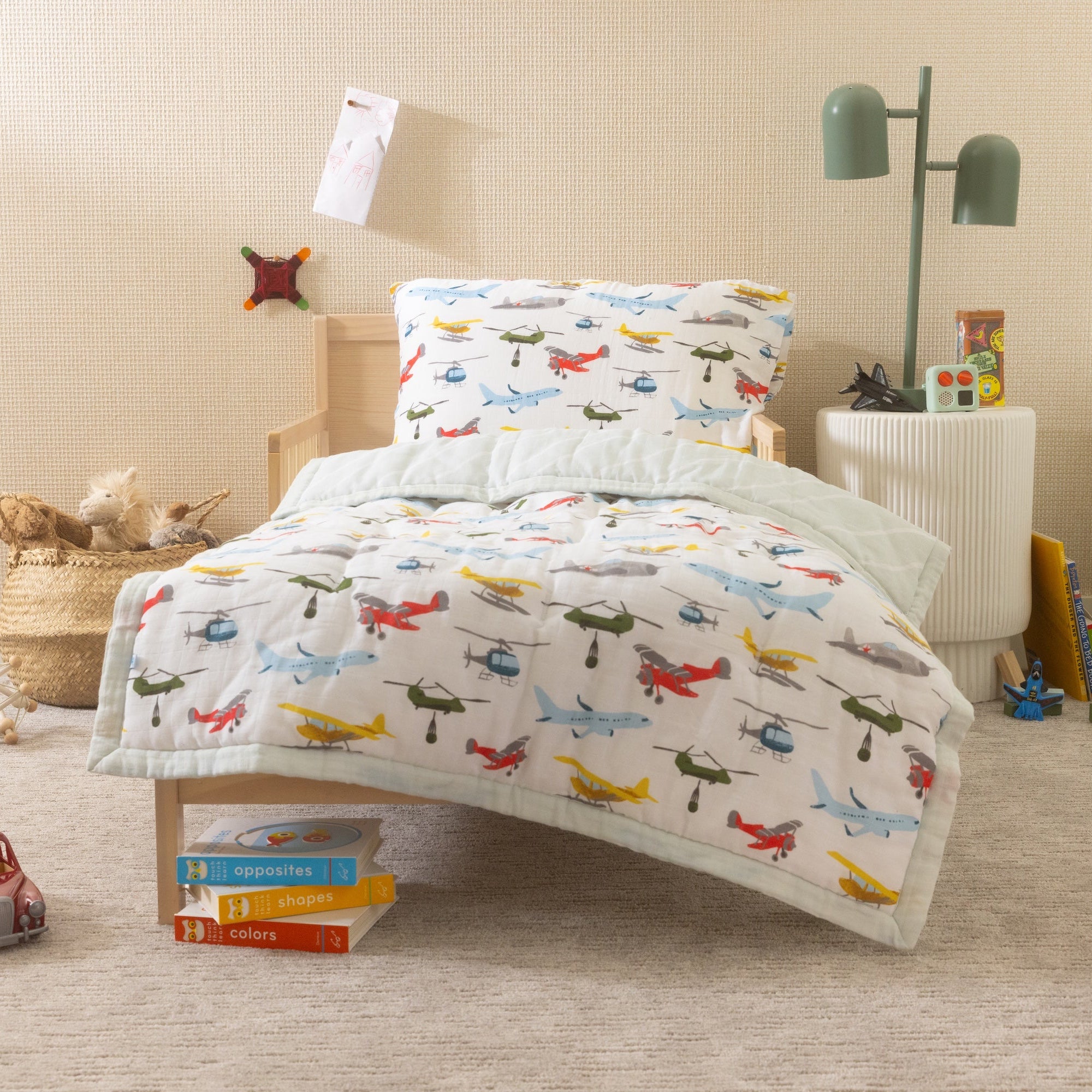 Cotton Muslin Toddler Bedding 3 Piece Set - Air Show