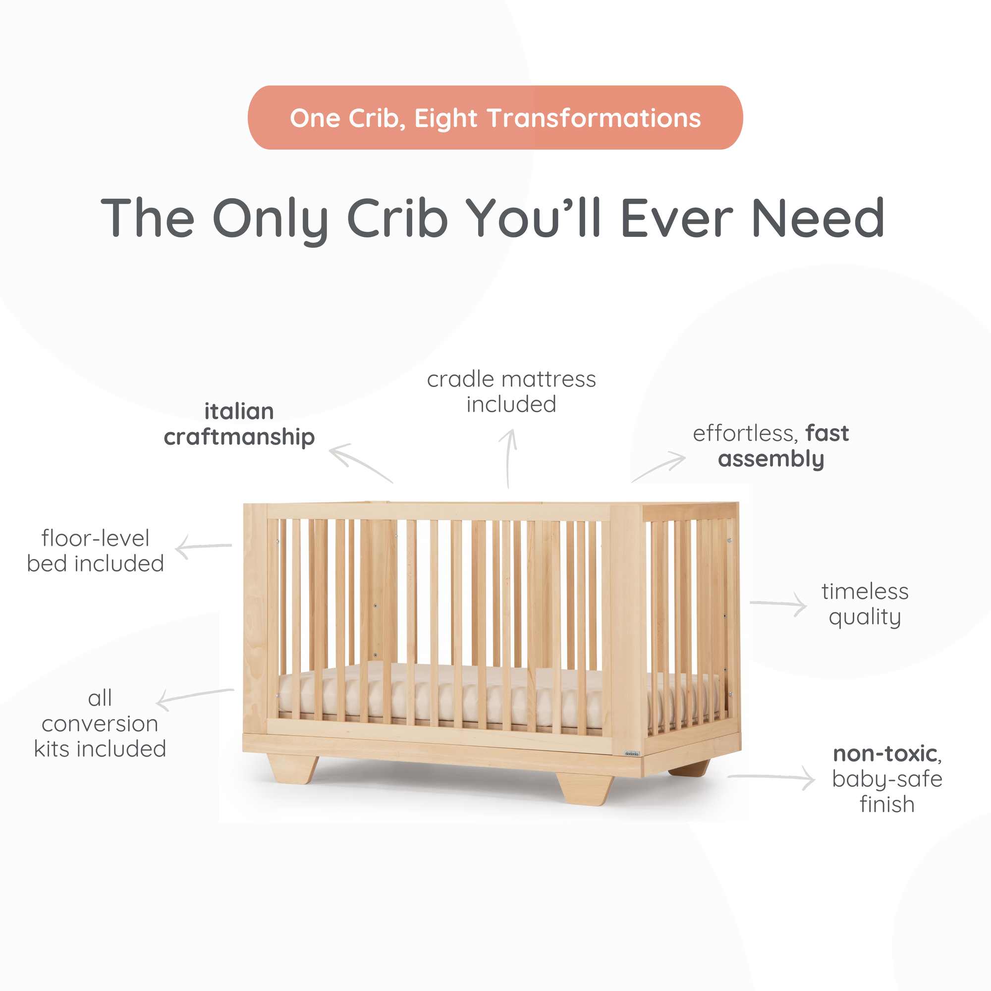 dadada Baby Spirit 8-in-1 Convertible Crib