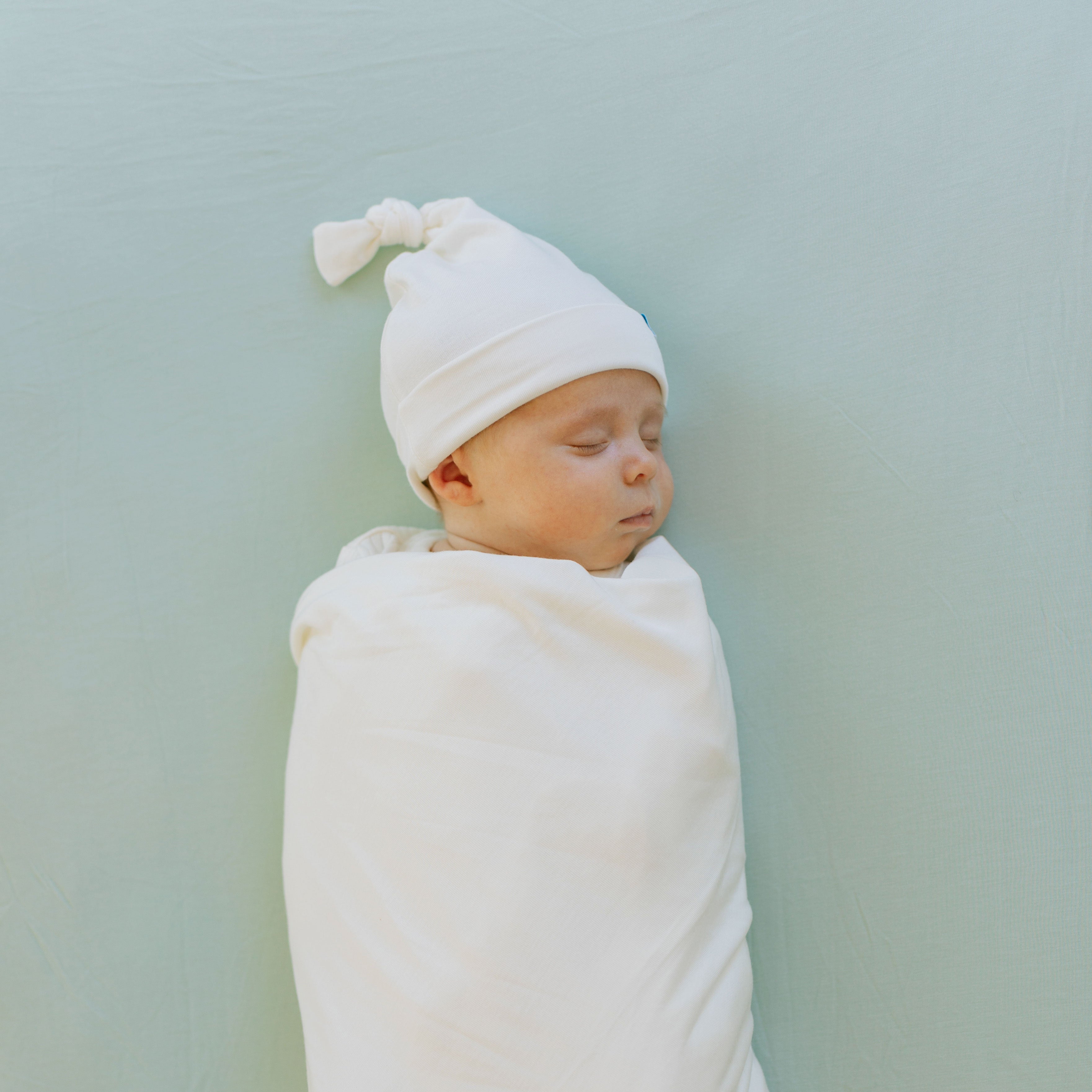 Stretch Knit Swaddle and Hat Set - White