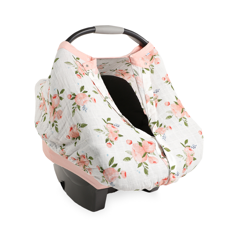 Cotton Muslin Car Seat Canopy Watercolor Roses Little Unicorn USA