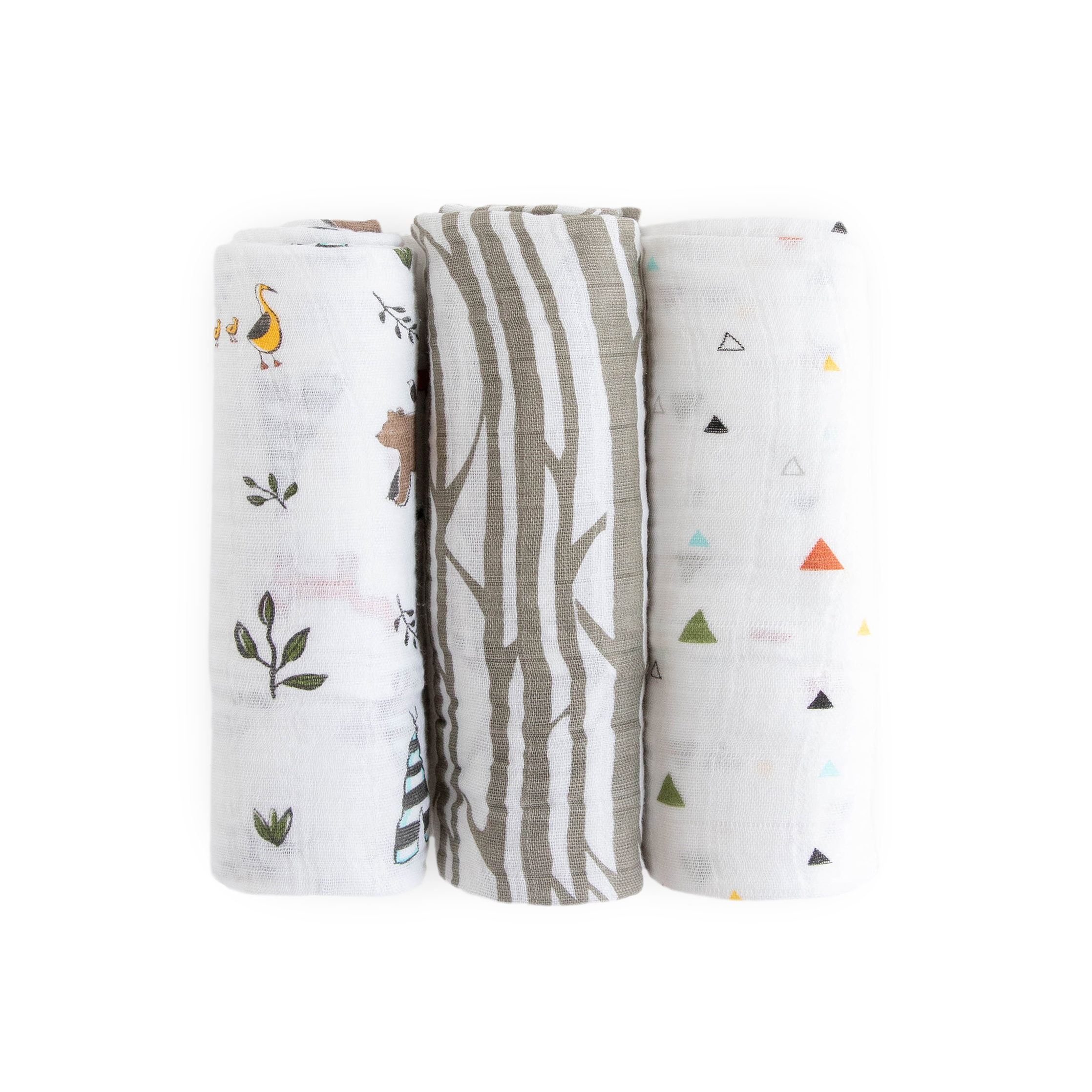 Cotton Muslin Swaddle Blanket 3 Pack - Forest Friends