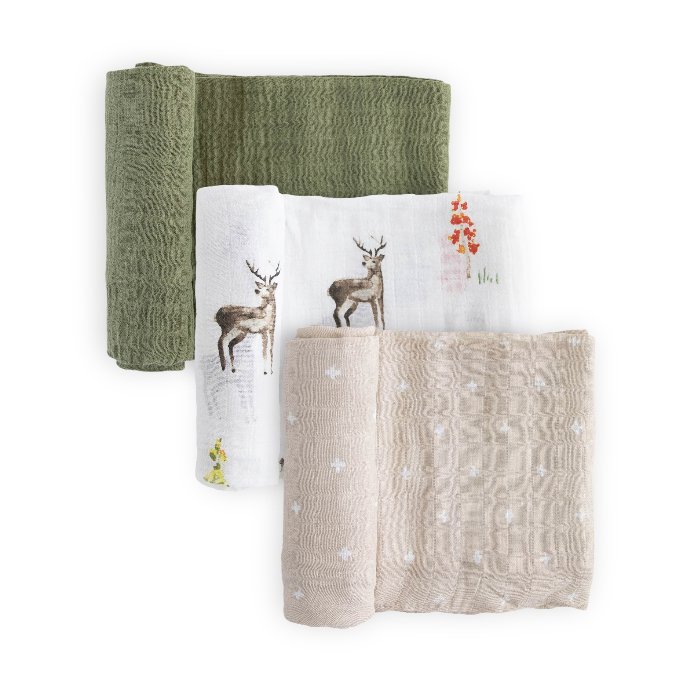 Cotton Muslin Swaddle Blanket 3 Pack - Oh Deer 2