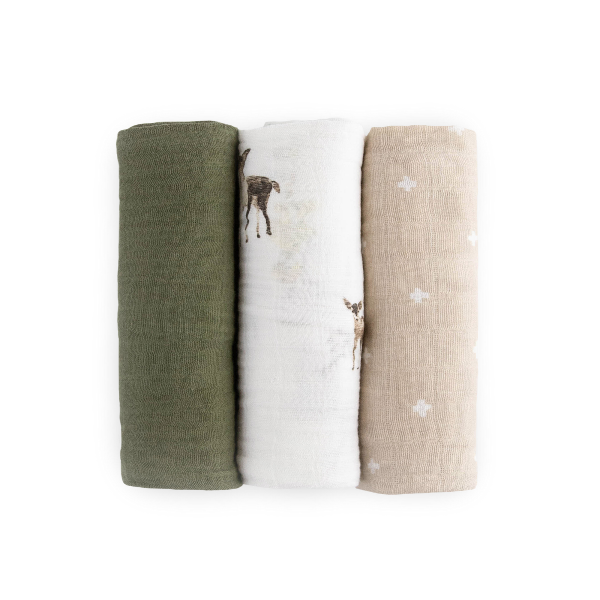 Cotton Muslin Swaddle Blanket 3 Pack - Oh Deer 2