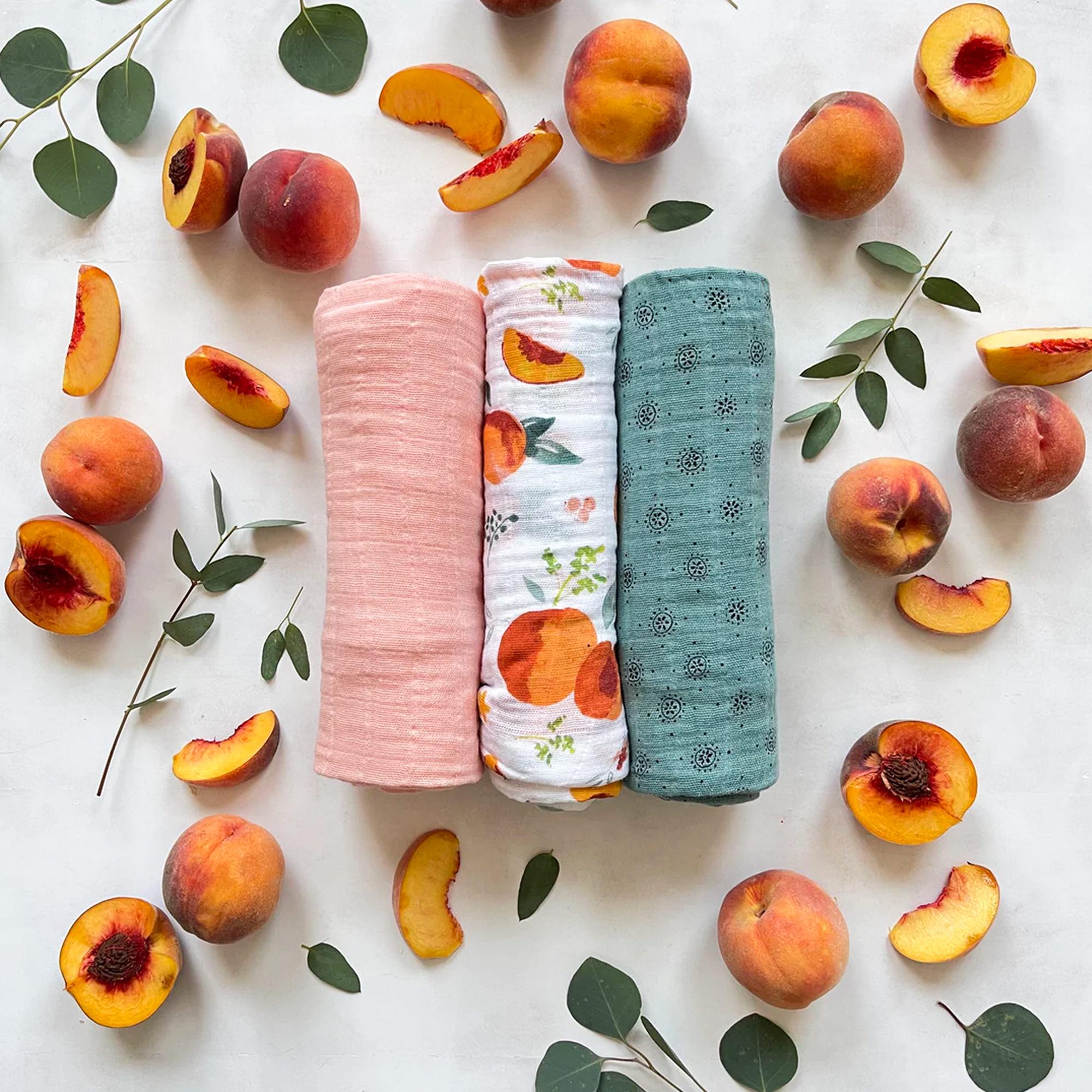 Cotton Muslin Swaddle Blanket 3 Pack - Georgia Peach