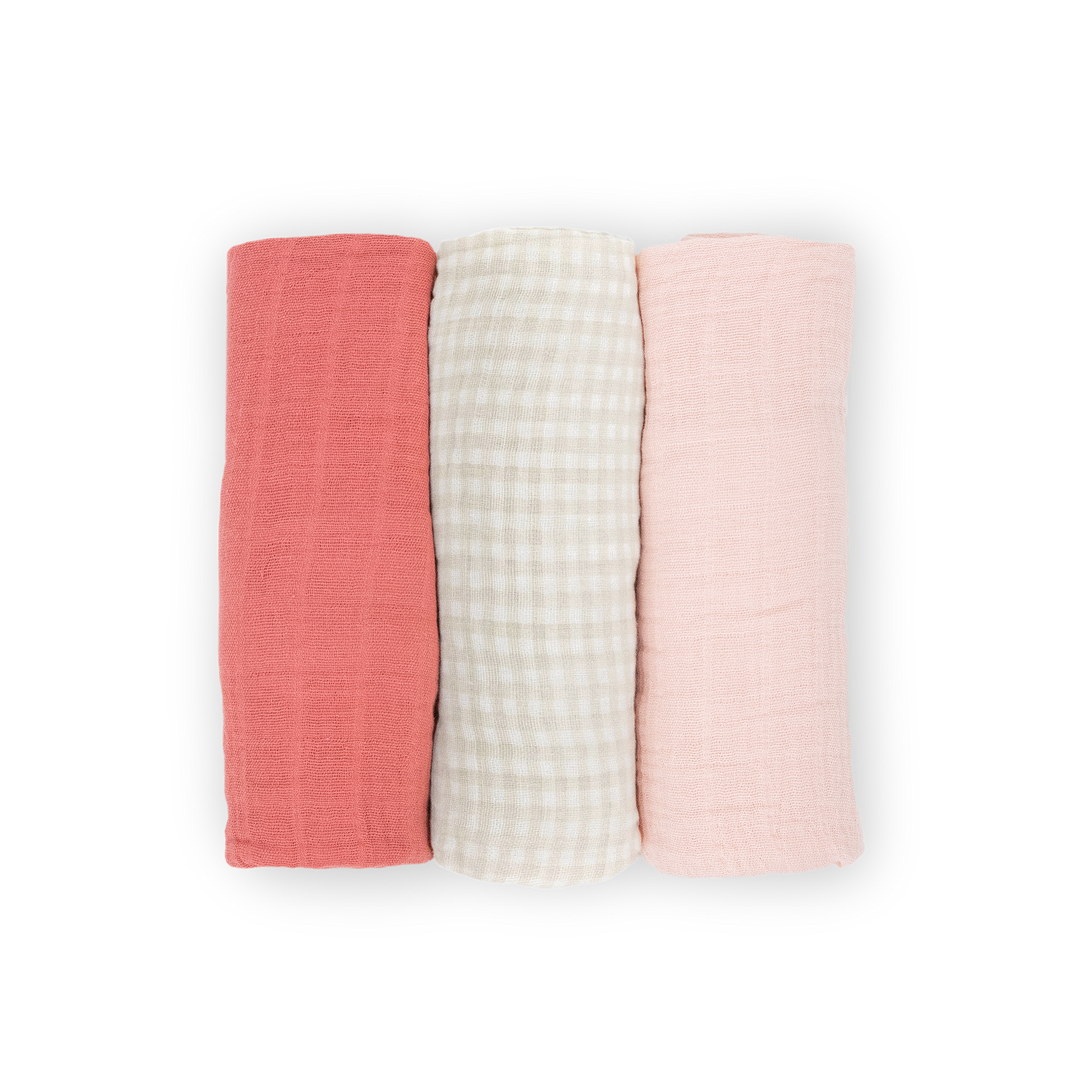 Cotton Muslin Swaddle Blanket 3 Pack - Light Pink