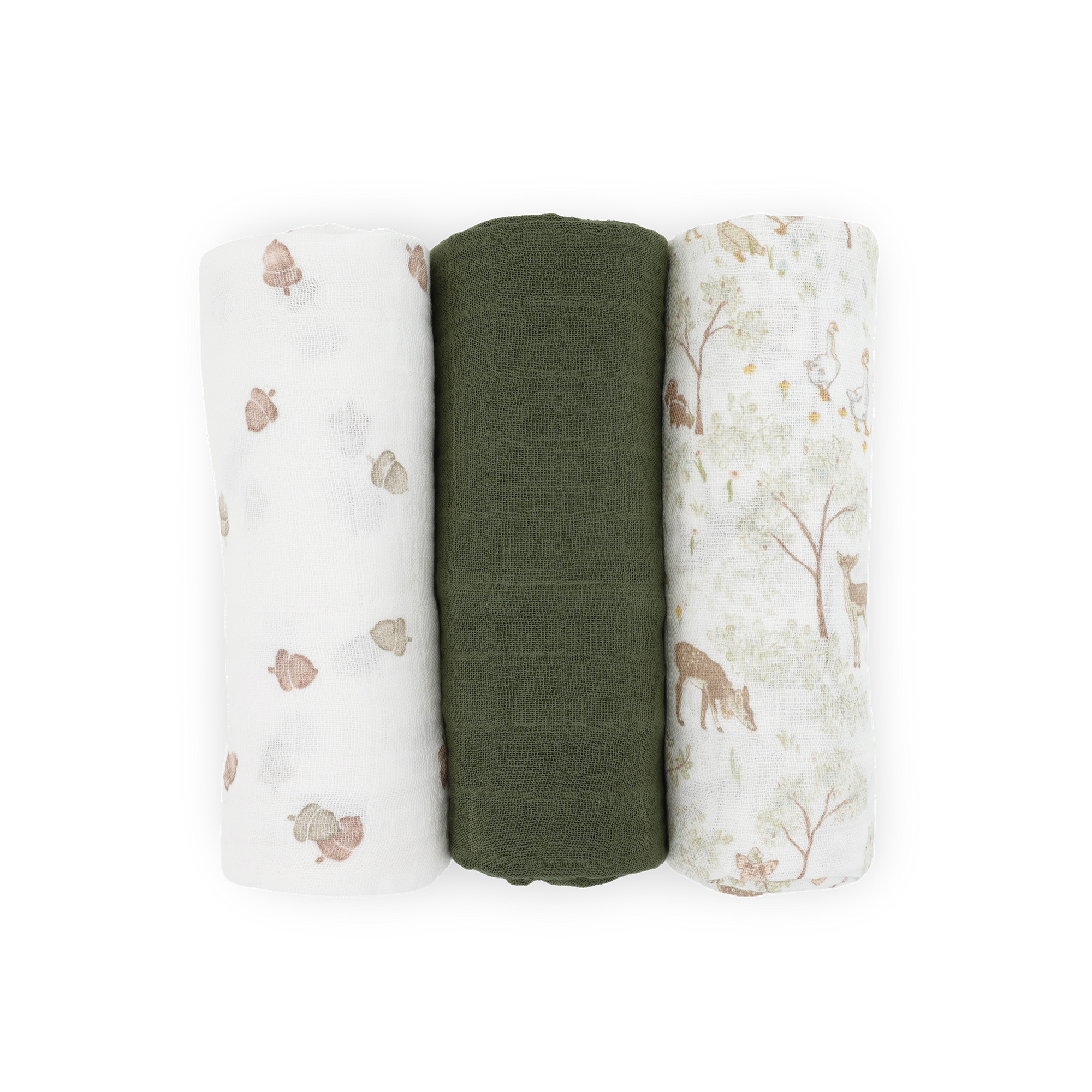 Cotton Muslin Swaddle Blanket 3 Pack - Woodland Friends