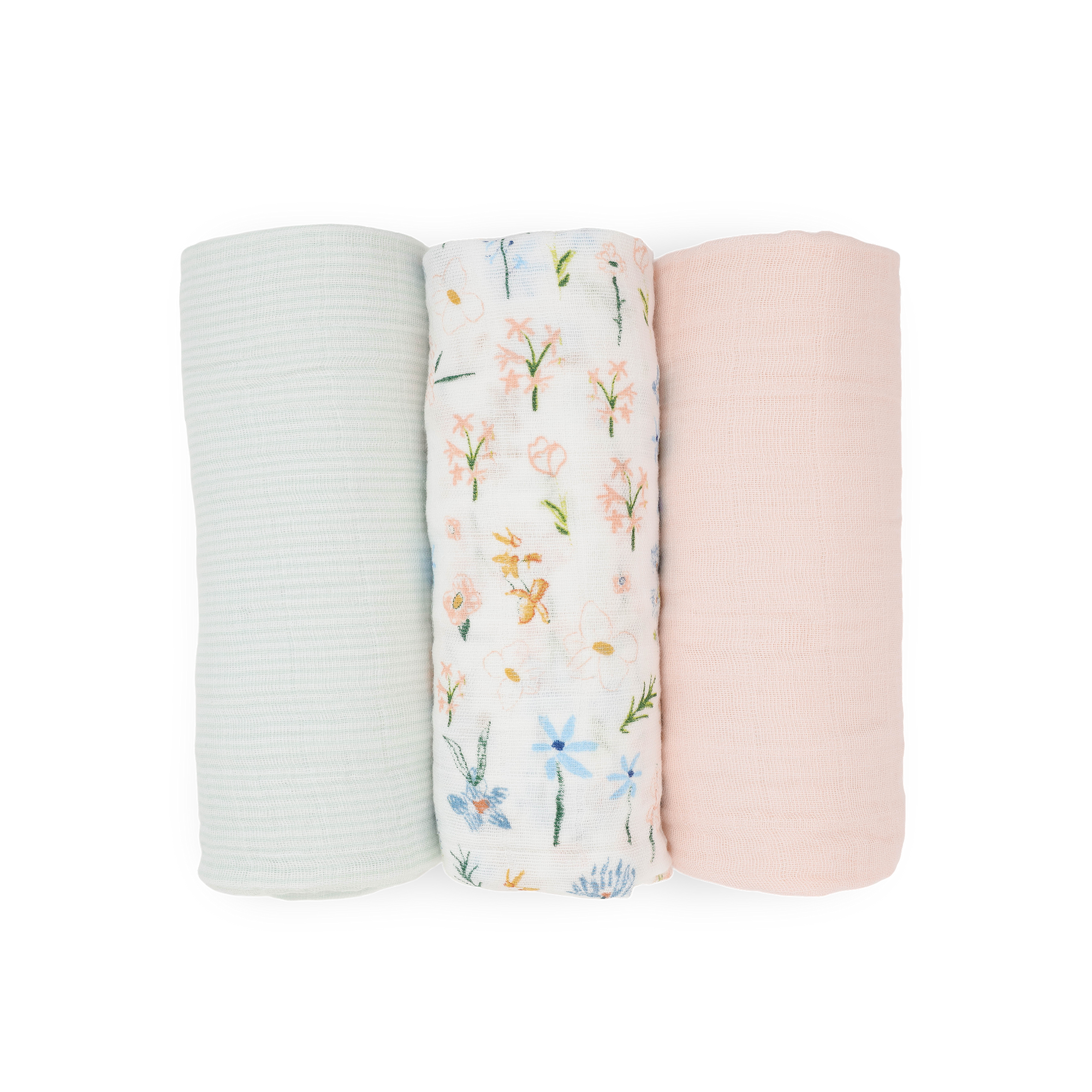 Cotton Muslin Swaddle Blanket 3 Pack - Pastel Petals