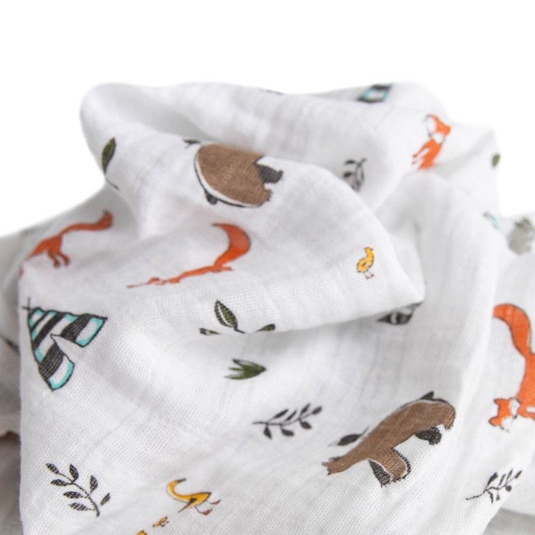 Cotton Muslin Swaddle Baby Blanket Forest Friends Little Unicorn USA