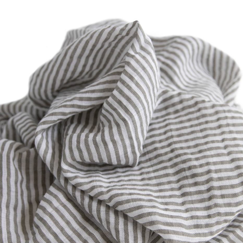 Cotton Muslin Swaddle Baby Blanket - Grey Stripe – Little Unicorn USA