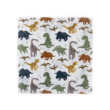 Cotton Muslin Swaddle Baby Blanket - Dino Friends – Little Unicorn USA