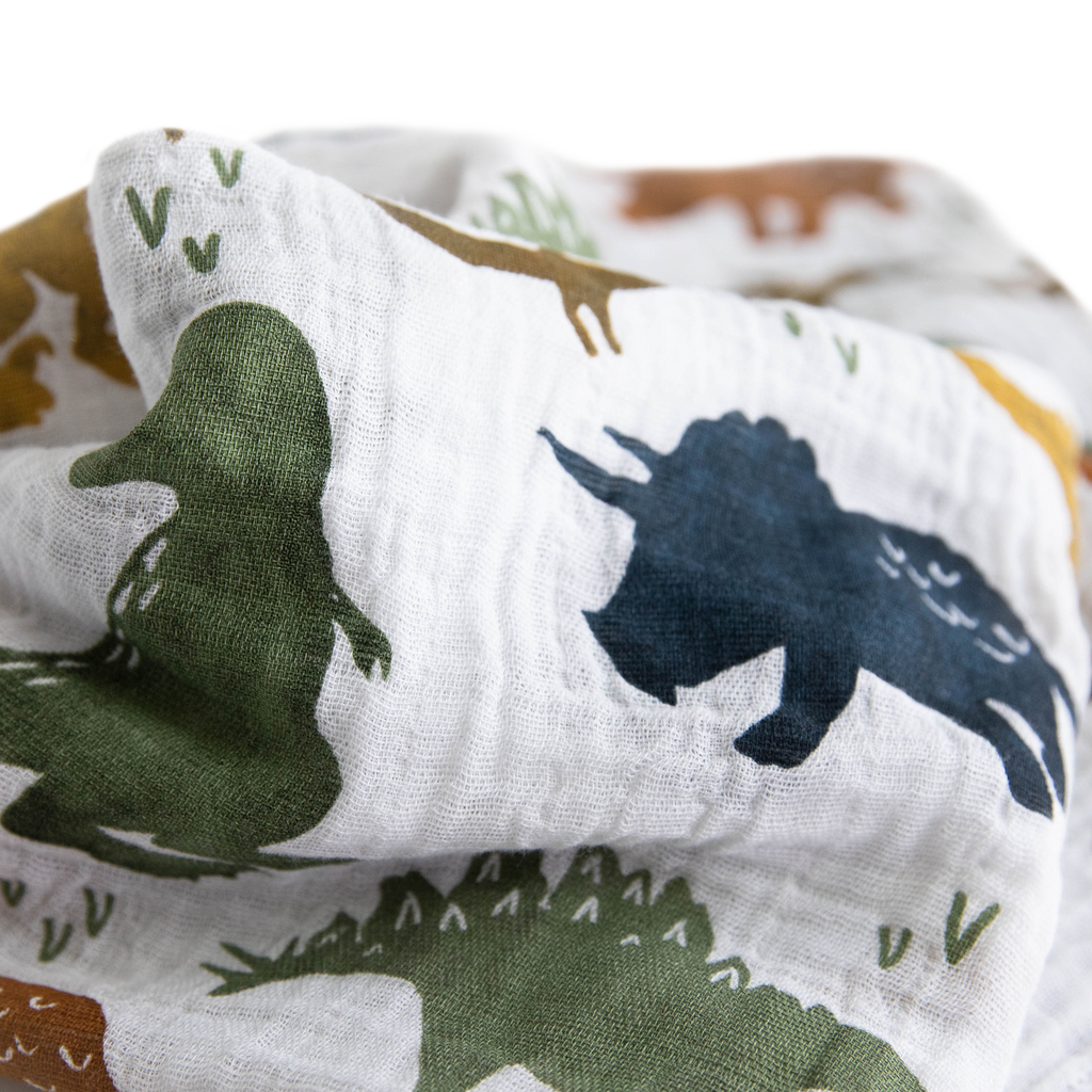 Cotton Muslin Swaddle Baby Blanket Dino Friends Little Unicorn USA