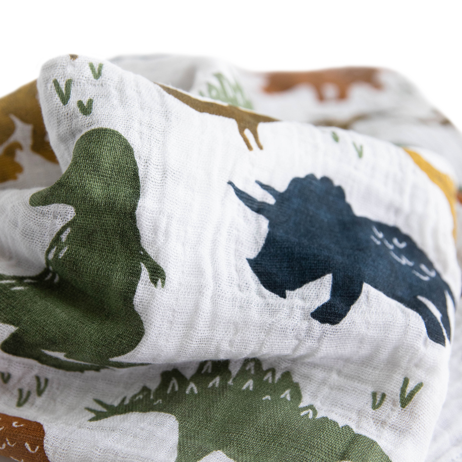 Cotton Muslin Swaddle Baby Blanket - Dino Friends – Little Unicorn USA
