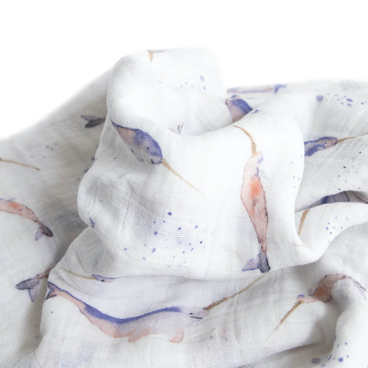 Cotton Muslin Swaddle Baby Blanket Narwhal Little Unicorn USA