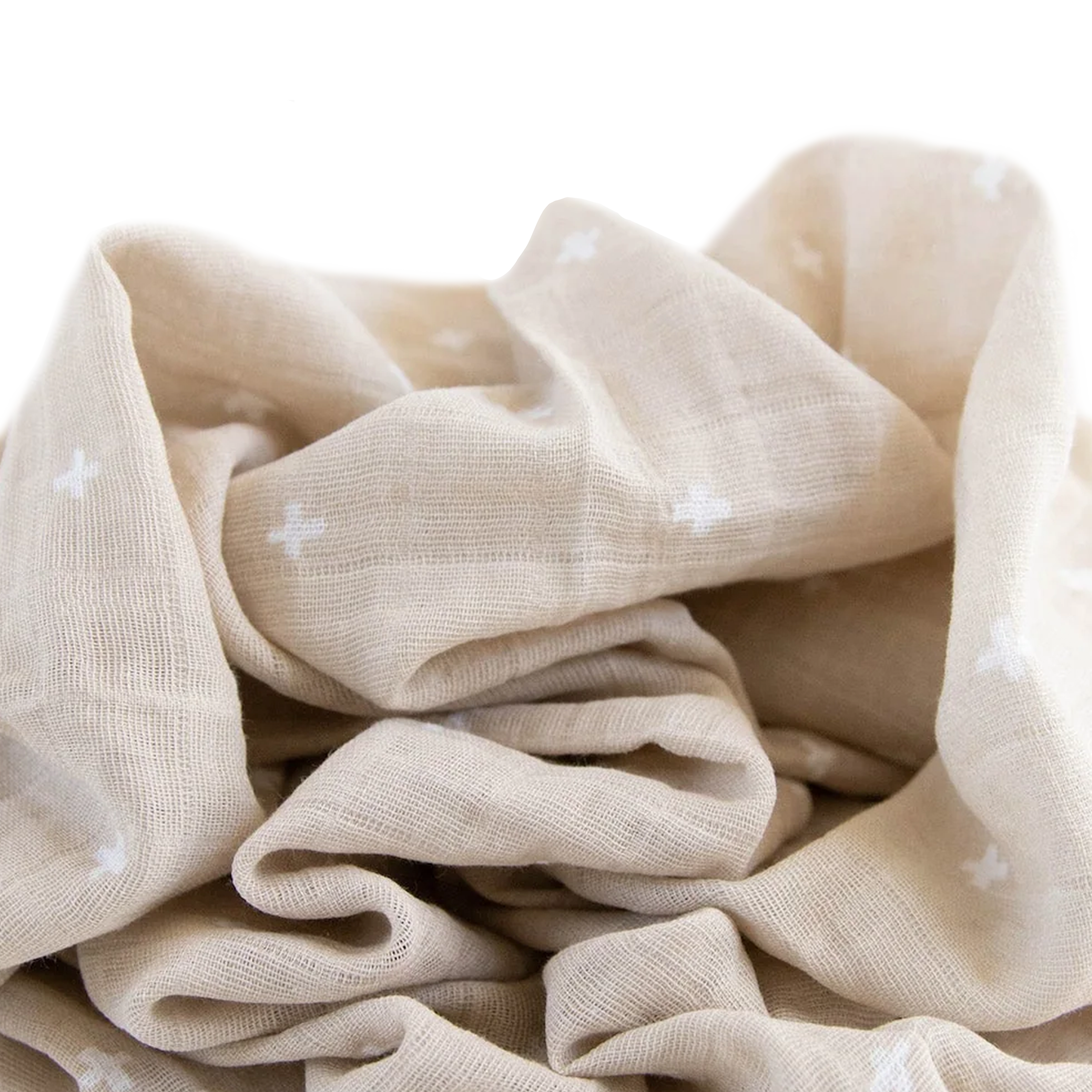 Cotton Muslin Swaddle Blanket - Taupe Cross