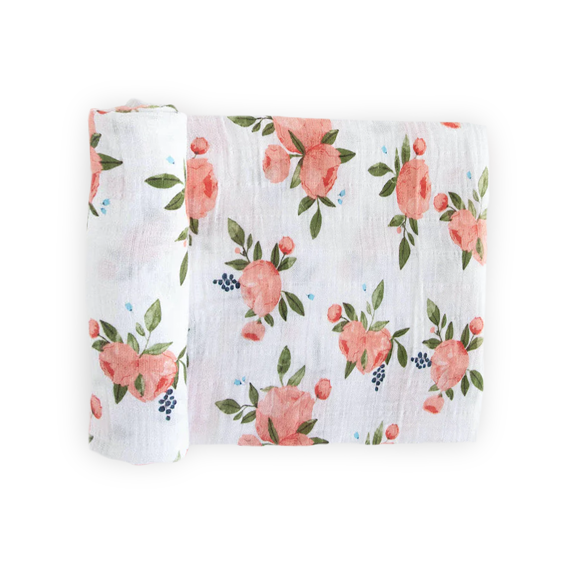 Cotton Muslin Swaddle Blanket - Watercolor Roses