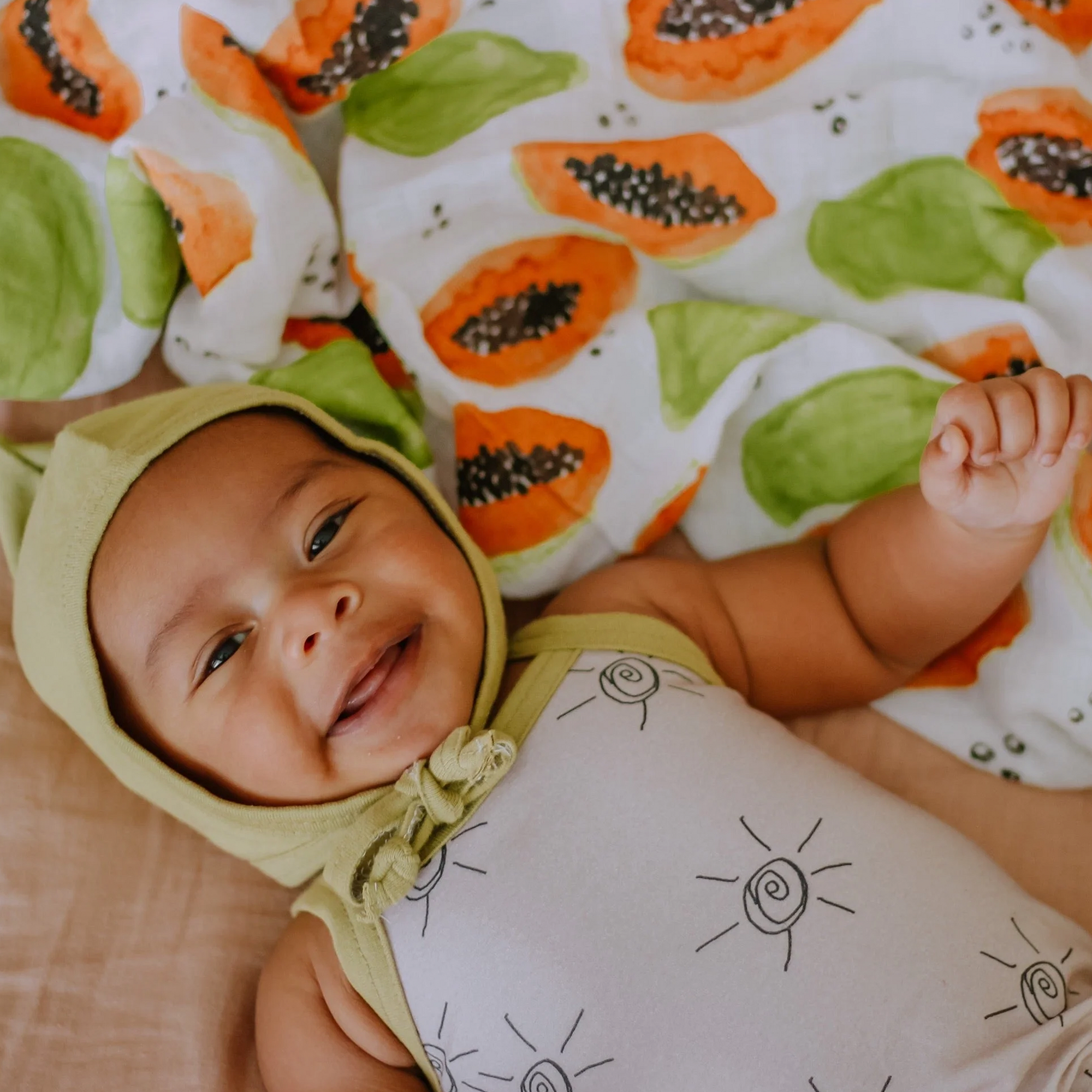 Cotton Muslin Swaddle Blanket - Papaya