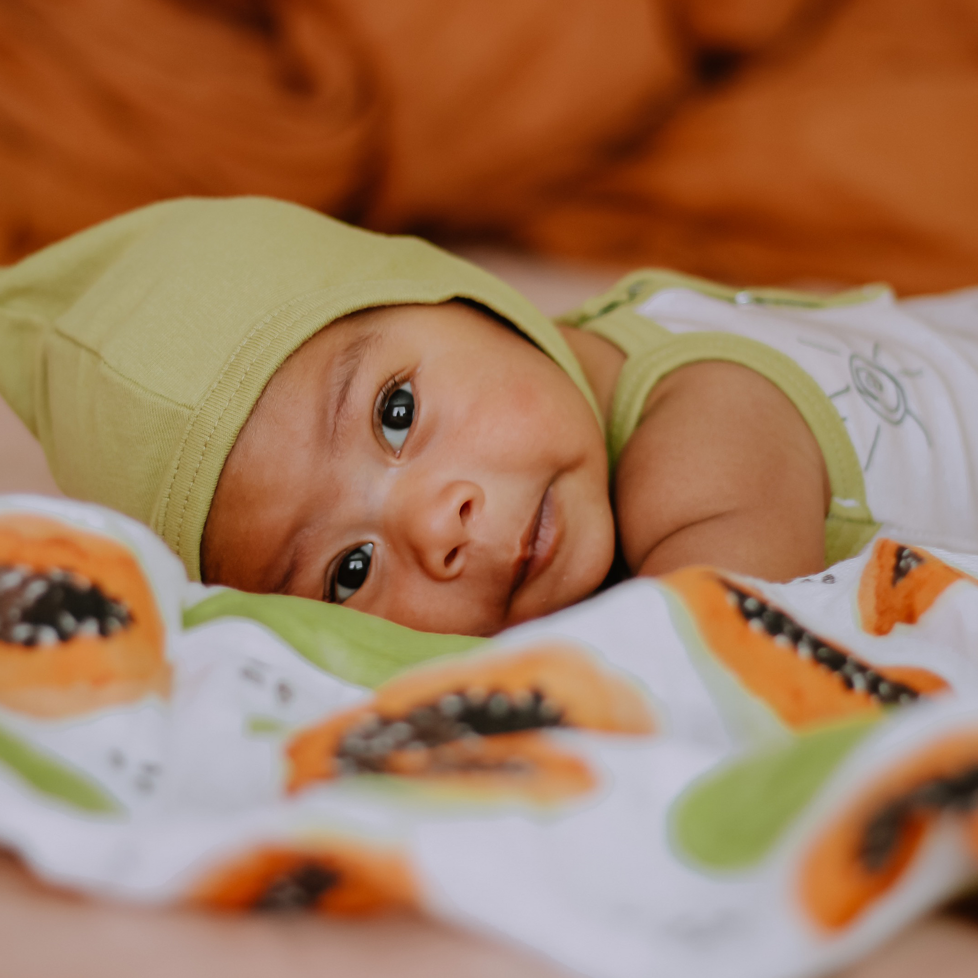 Cotton Muslin Swaddle Blanket - Papaya