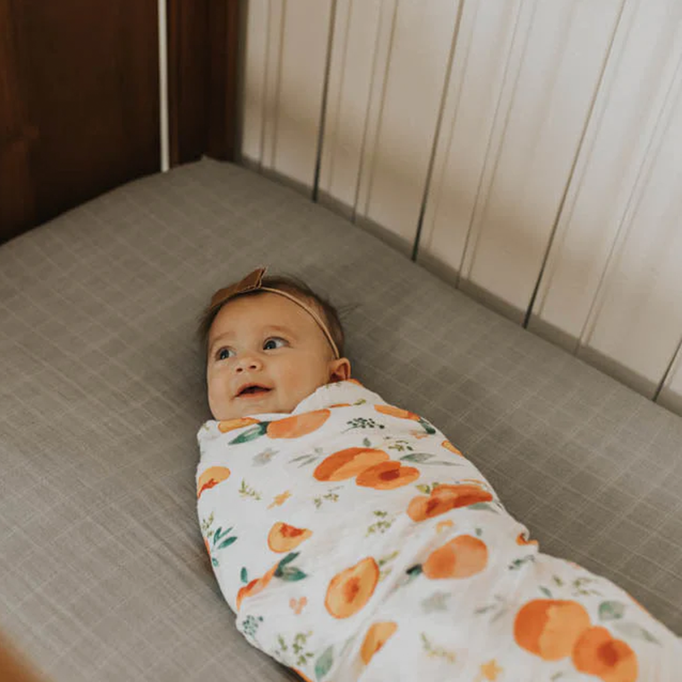 Cotton Muslin Swaddle Baby Blanket Georgia Peach Little