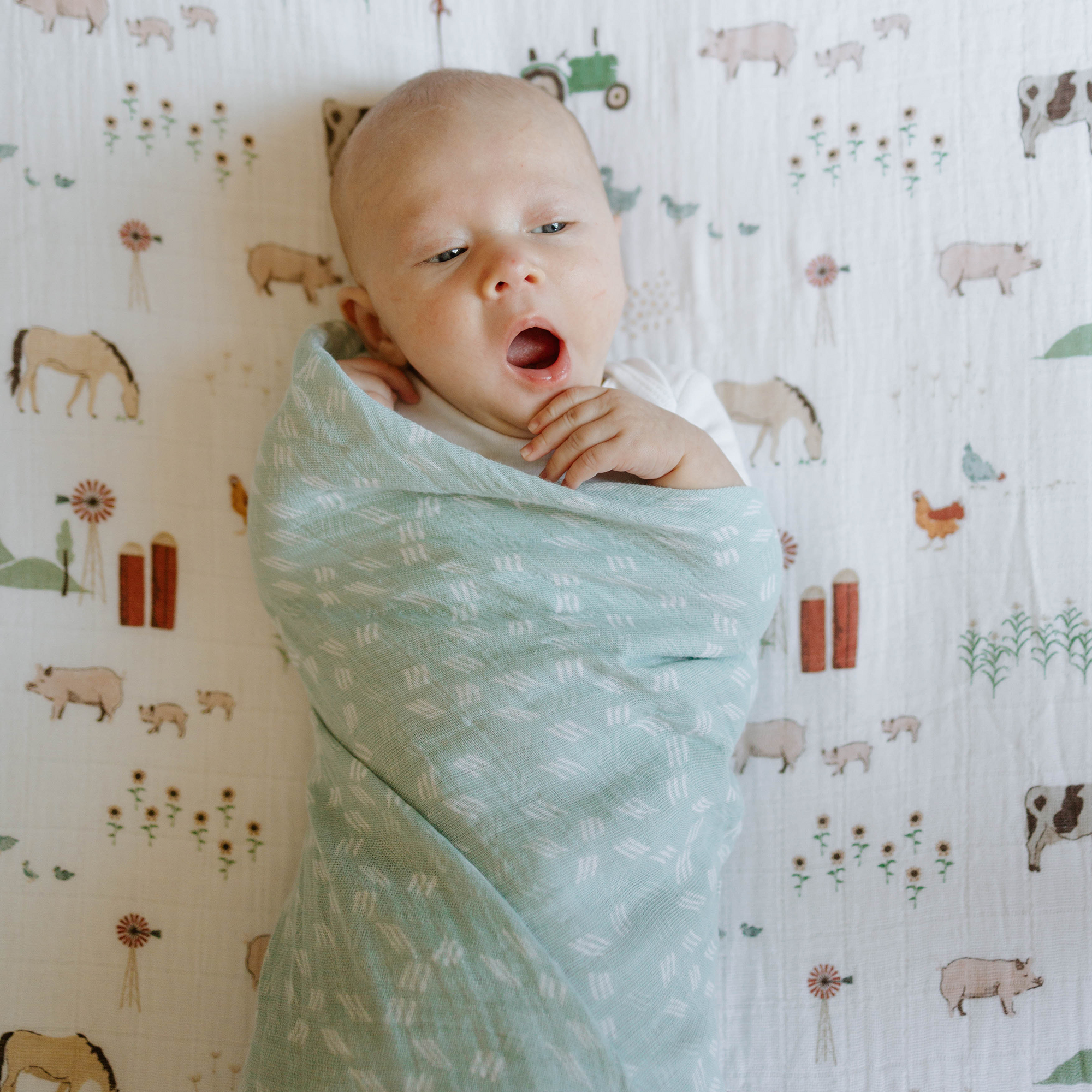 Cotton Muslin Swaddle Blanket - Misty Field