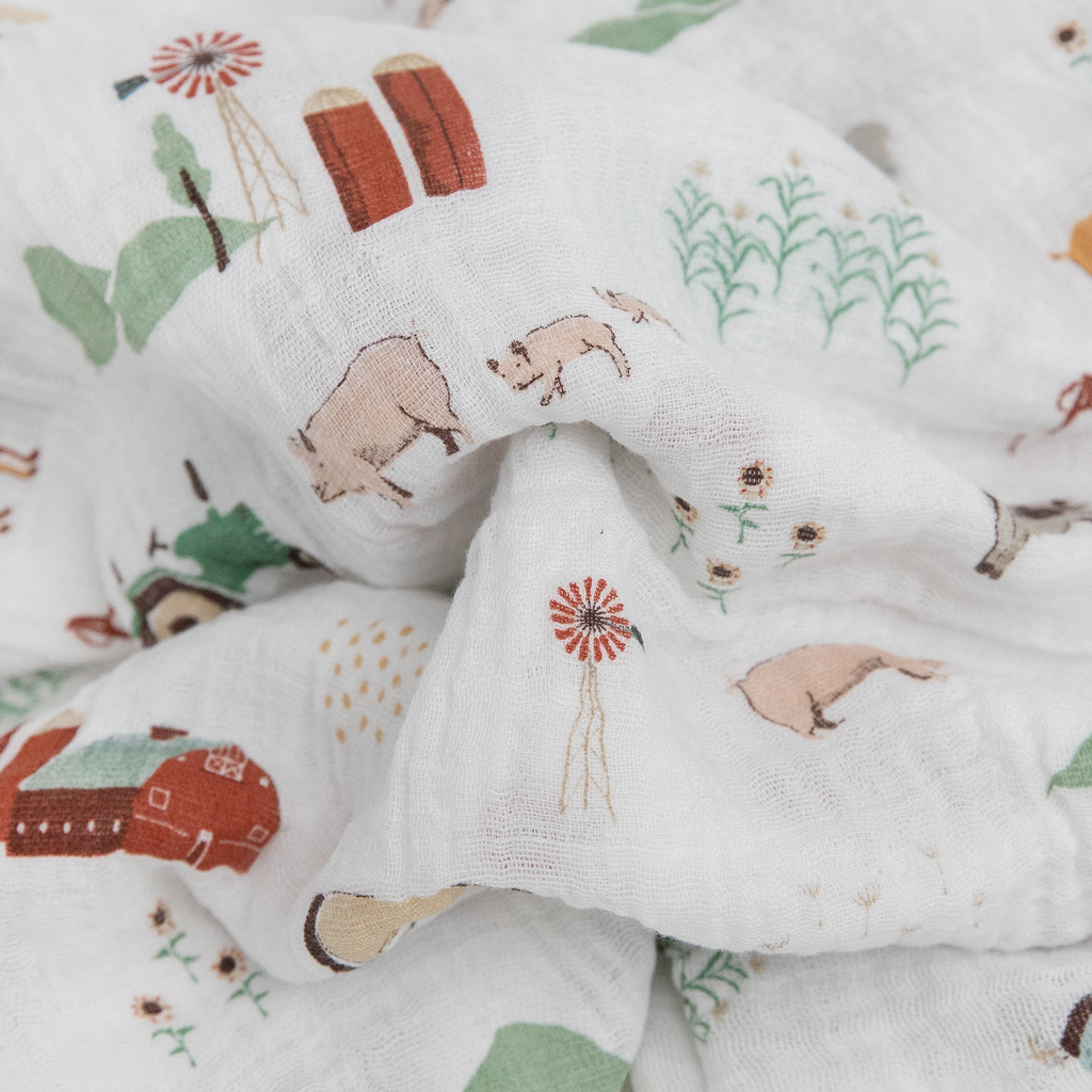 Cotton Muslin Swaddle Blanket - Farmyard – Little Unicorn USA