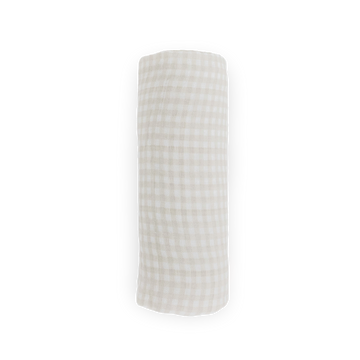 Cotton Muslin Swaddle Blanket - Tan Gingham