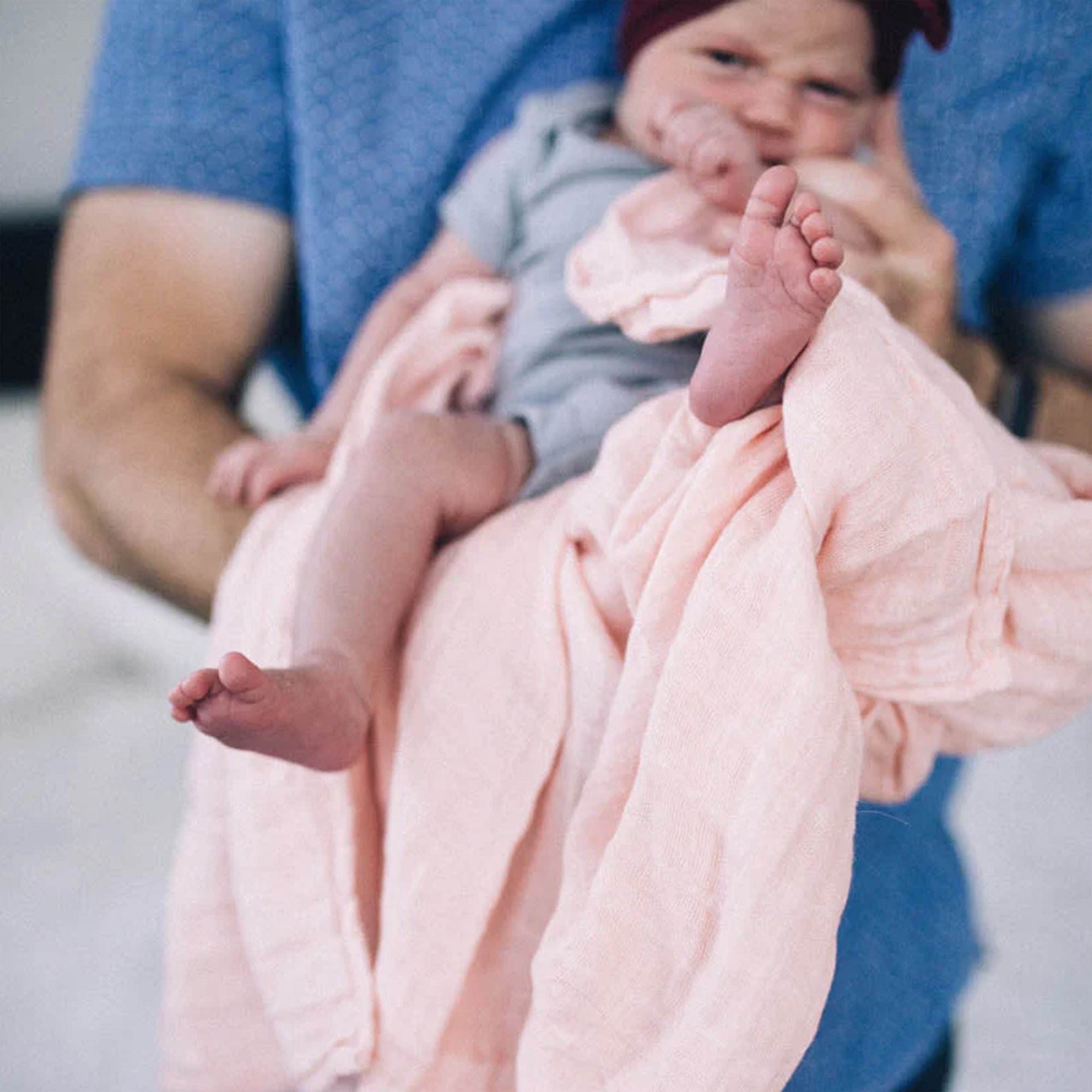 Cotton Muslin Swaddle Blanket - Light Pink