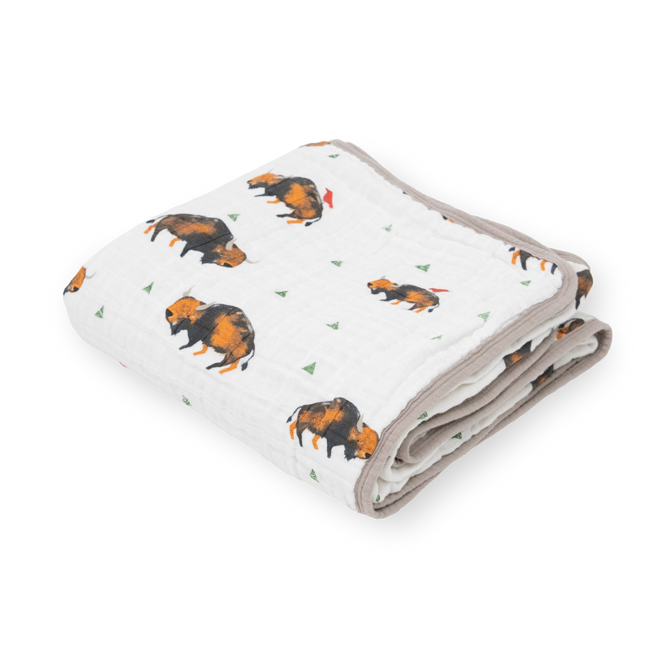 Cotton Muslin Baby Quilt Bison Little Unicorn USA