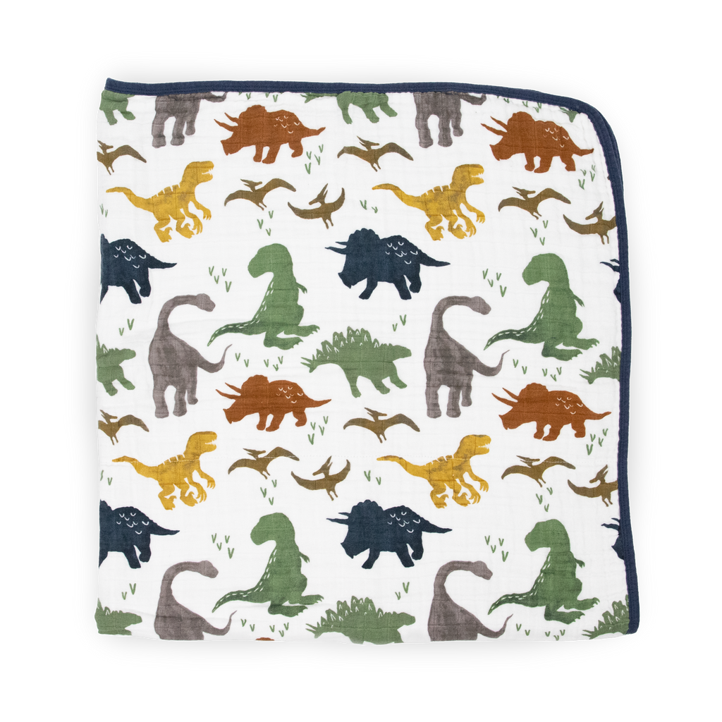 Cotton Muslin Baby Quilt Dino Friends Little Unicorn USA