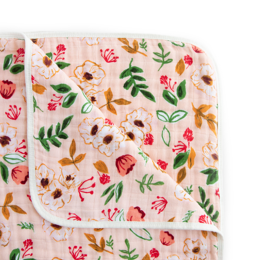 Original Cotton Muslin Quilt Vintage Floral Little Unicorn USA