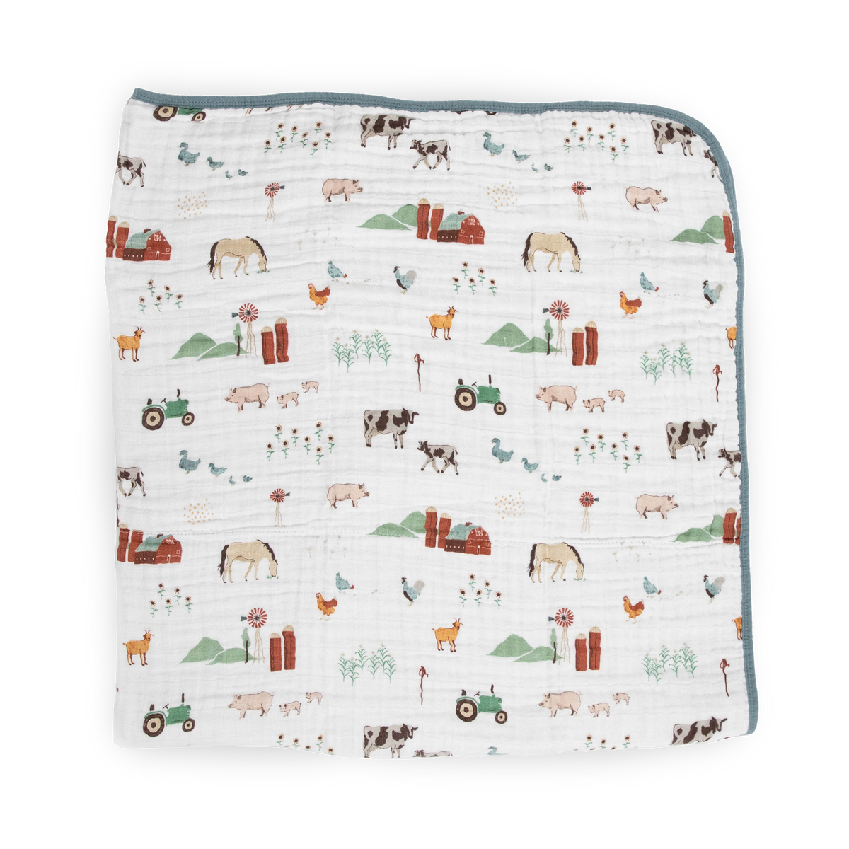Original Cotton Muslin Quilt Farmyard Little Unicorn USA