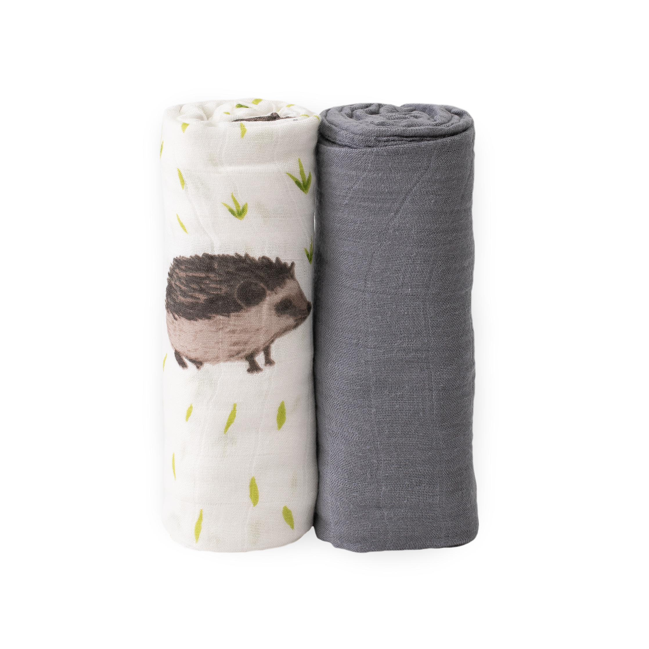 Deluxe Muslin Swaddle Blanket 2 Pack - Charcoal Hedgehog