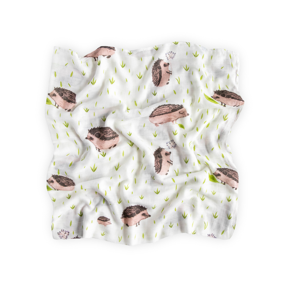 Deluxe Muslin Rayon From Bamboo Swaddle Baby Blanket Hedgehog