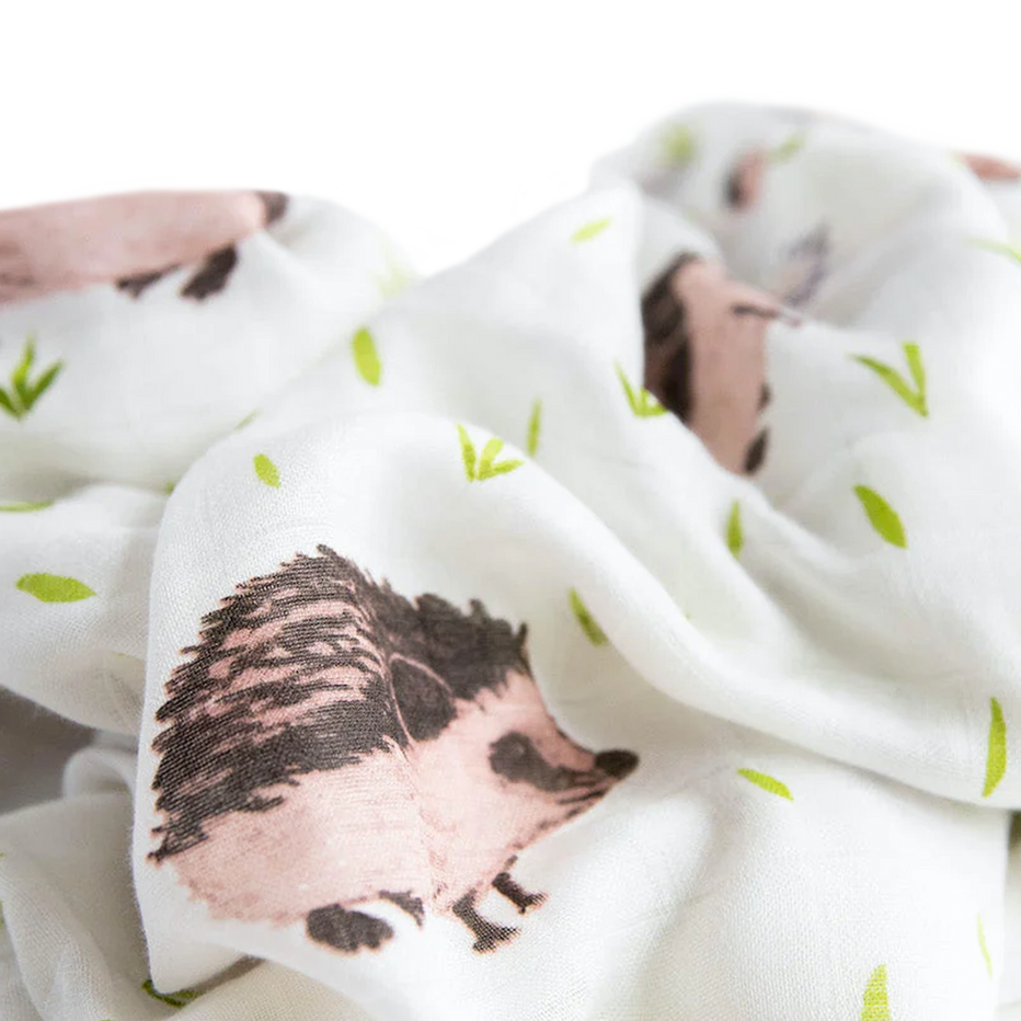 Deluxe Muslin Rayon From Bamboo Swaddle Baby Blanket Hedgehog