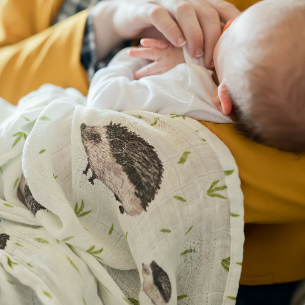 Deluxe Muslin Rayon From Bamboo Swaddle Baby Blanket Hedgehog