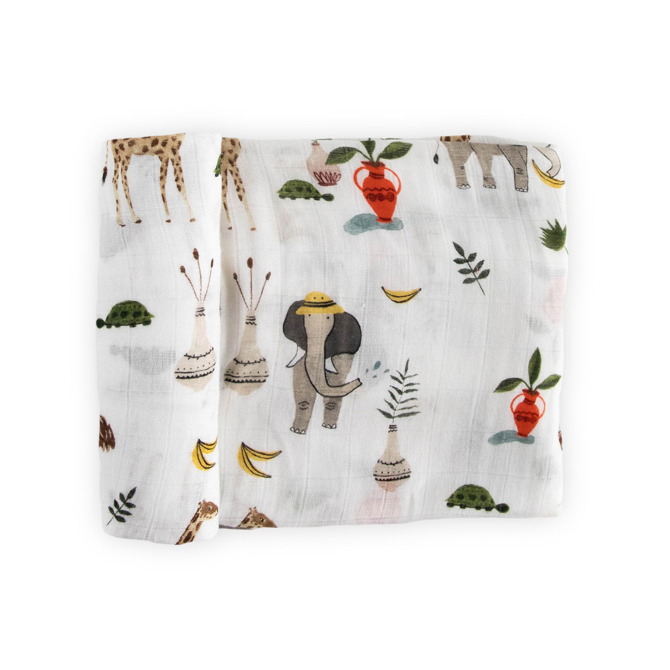 Deluxe Muslin Rayon From Bamboo Swaddle Baby Blanket Safari
