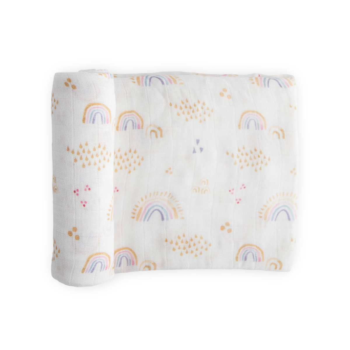 Deluxe Muslin Swaddle Blanket Rainbows & Raindrops Little Unicorn USA