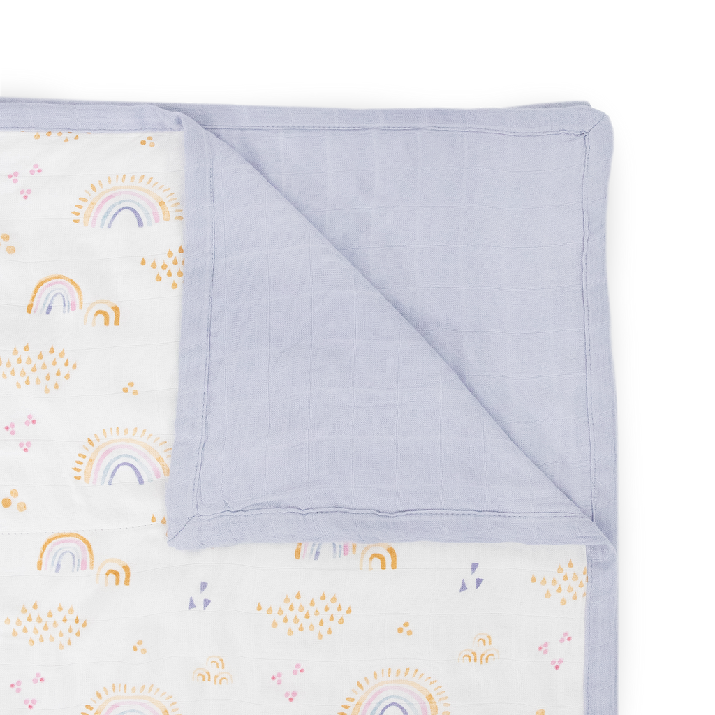 Deluxe Muslin Baby Quilt Rainbows & Raindrops Little Unicorn USA