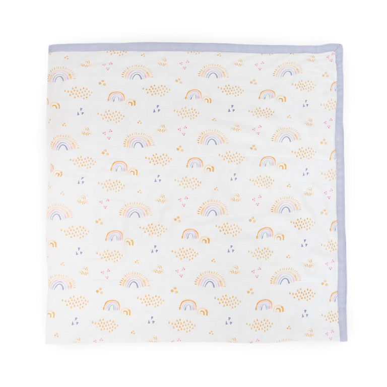 Deluxe Muslin Baby Quilt Rainbows & Raindrops Little Unicorn USA
