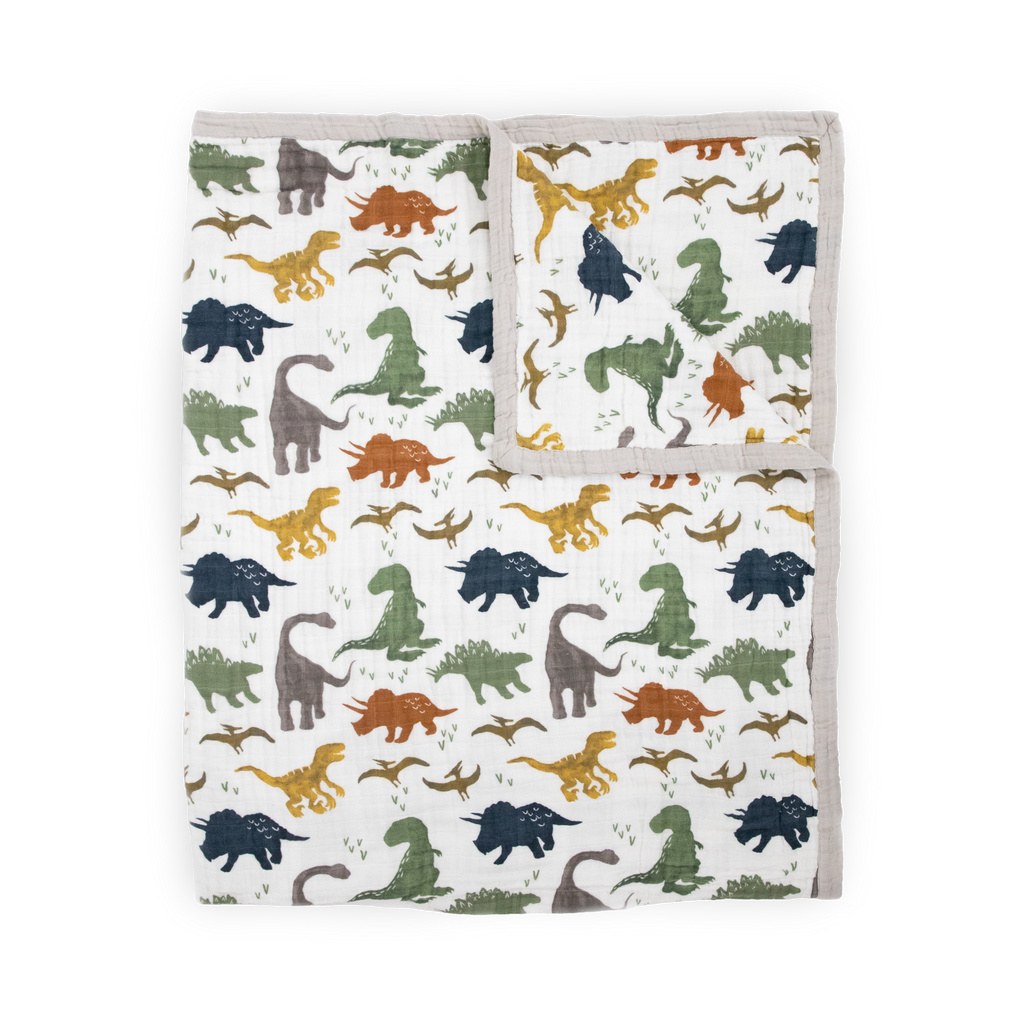 Cotton Muslin Throw Blanket - Dino Friends – Little Unicorn USA