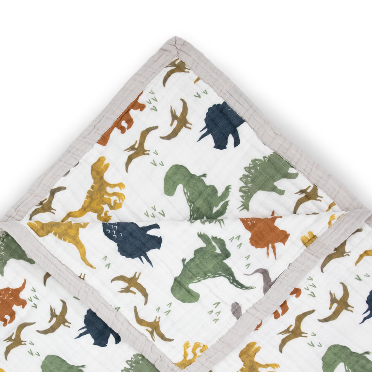 Cotton Muslin Throw Blanket - Dino Friends – Little Unicorn USA