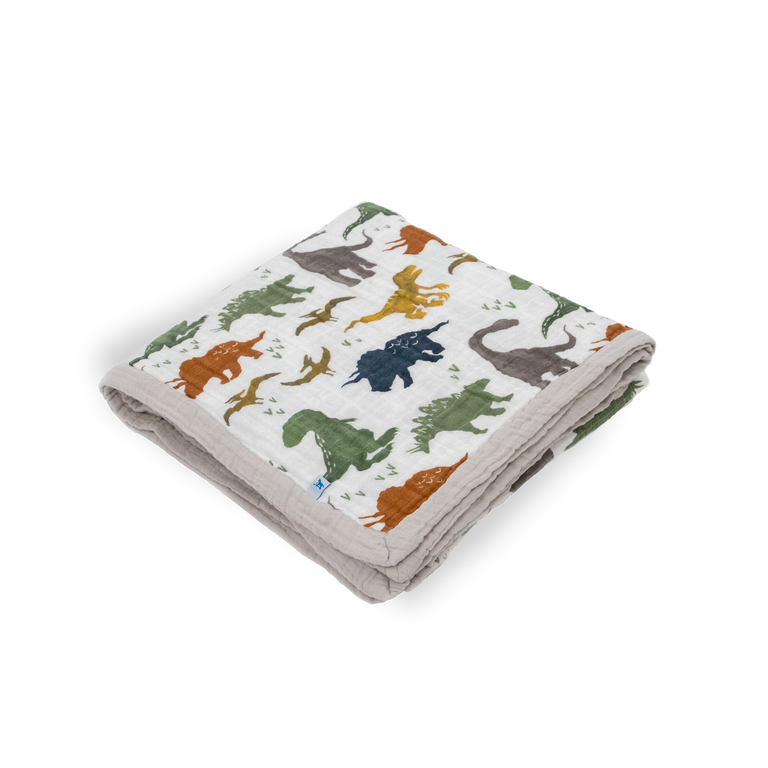 Cotton Muslin Throw Blanket - Dino Friends – Little Unicorn USA