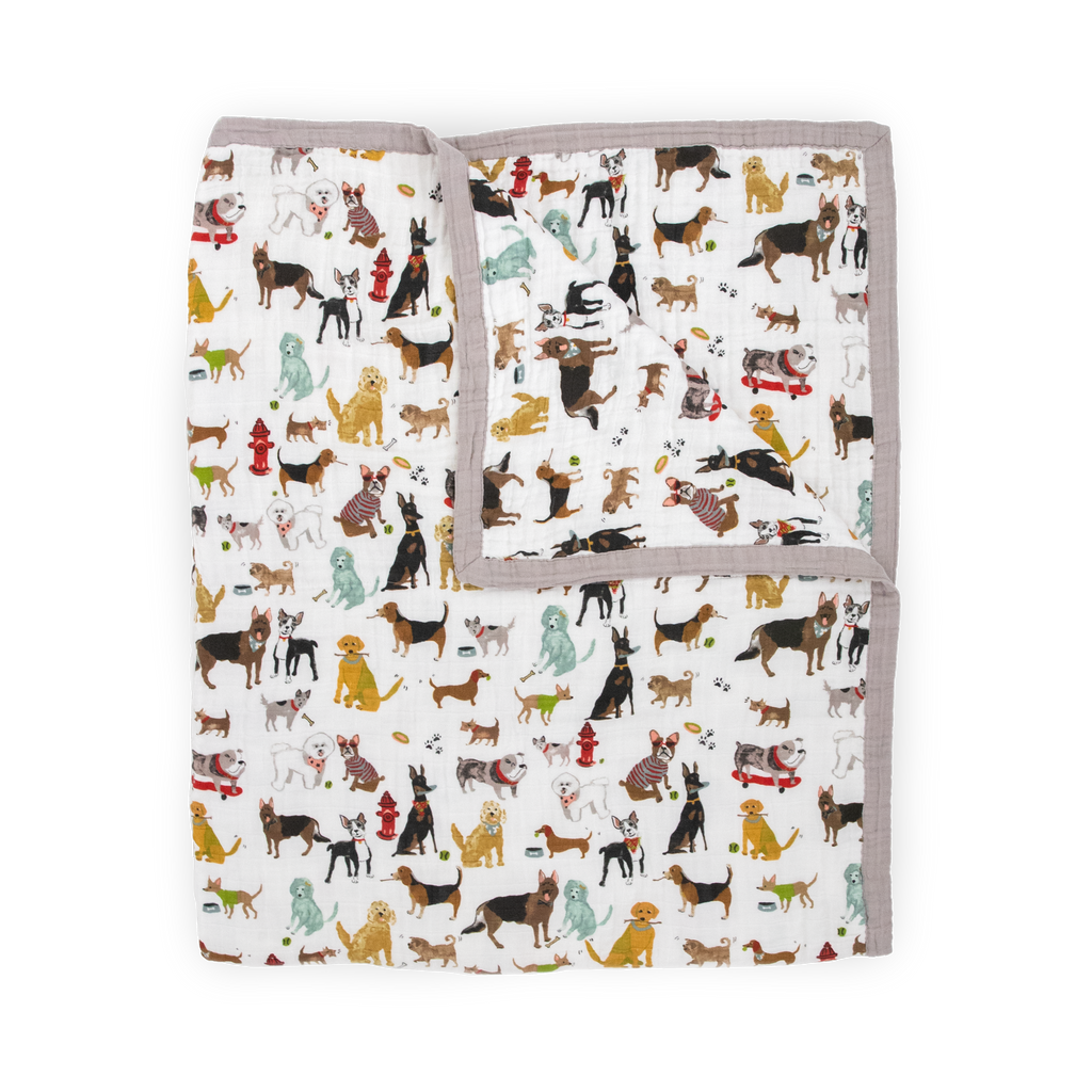 Cotton Muslin Throw Blanket - Woof – Little Unicorn USA