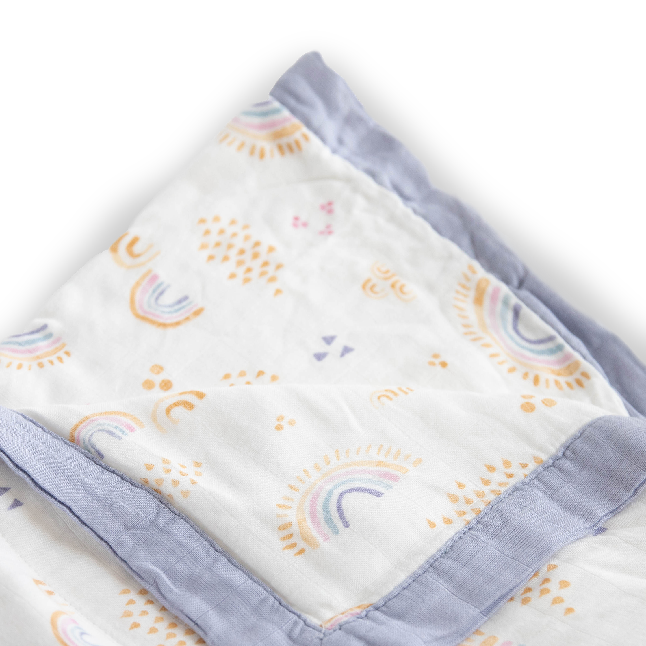 Deluxe Muslin Quilted Throw - Rainbows &amp; Raindrops