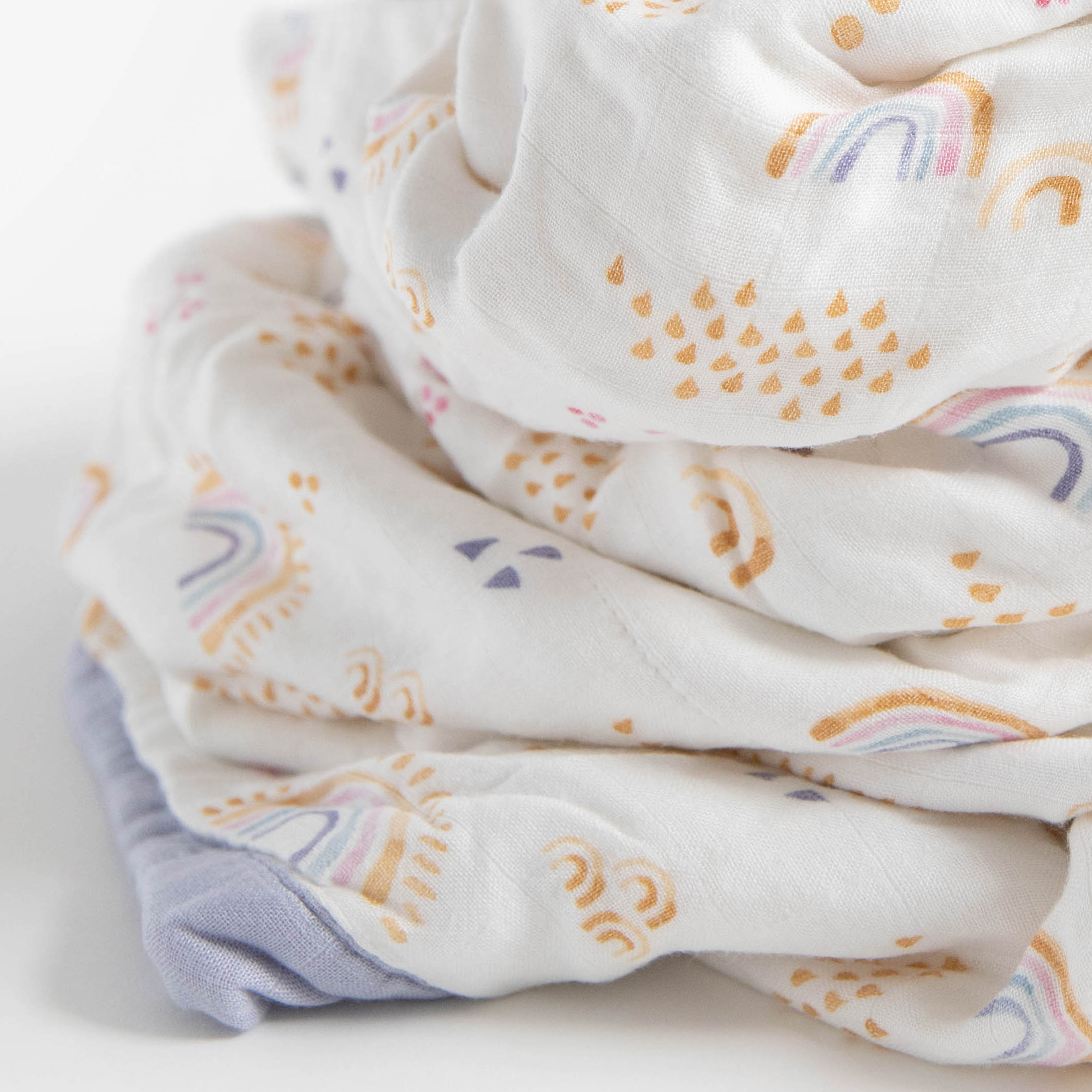 Deluxe Muslin Quilted Throw - Rainbows &amp; Raindrops